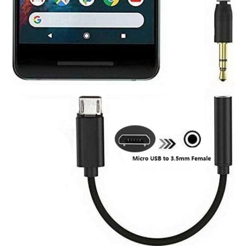 Micro USB to 3.5mm Jack Headphone Earphone Cable Adapter Socket 3.5mm Audio Cable Black 50cm HY1318