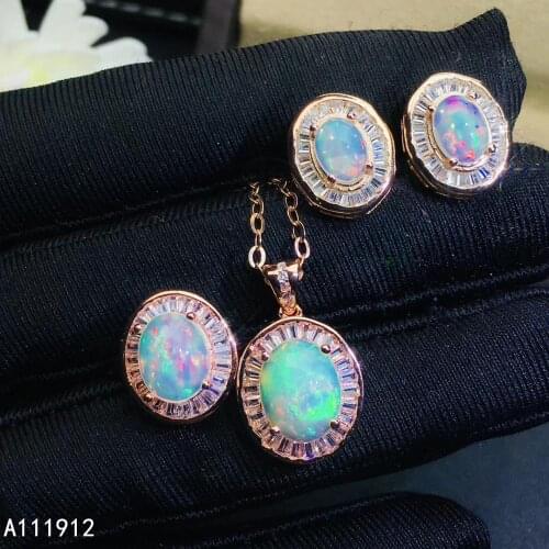 KJJEAXCMY fine jewelry natural opal 925 sterling silver women pendant necklace chain ring earrings set support test popular