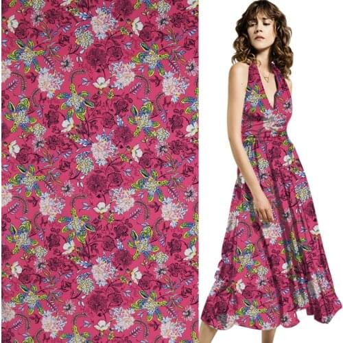 Beautiful flower print on red bottom rayon cotton fabric fit for homewear,RCT007