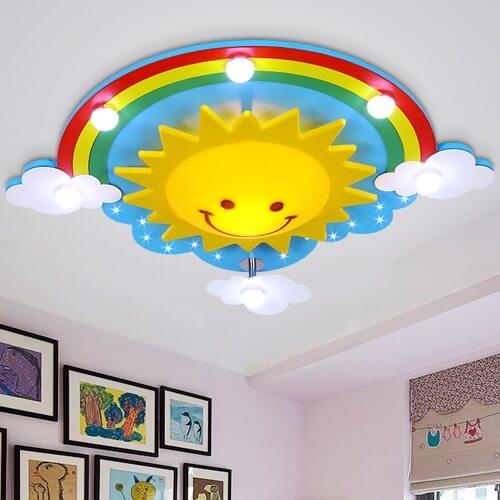 Creative childrens room bedroom ceiling lamp Smiley face led boys girls cartoon rainbow sky ceiling light