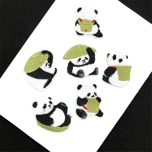 Maxsin 10pcs/lot cute beautiful small panda Patch for Clothes Iron on Applique for Jackets Jeans Bags Shoes Applique DIY