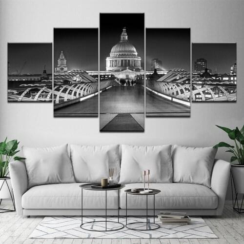HD Printed Modular Canvas Poster 5 Panel St Pauls Cathedral Framework Wall Art Painting Living Room Home Decor Picture Artwork