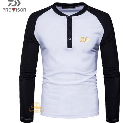 DAIWA Fishing Clothes Mens New Outdoor Breathable Sunscreen Sportswear Color Matching Long-sleeved Plus Size Fishing T-shirt