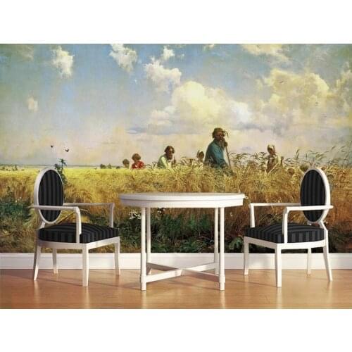 Custom mural 3d wallpaper European-style character oil painting farmers working in the wheat field wallpaper for living room