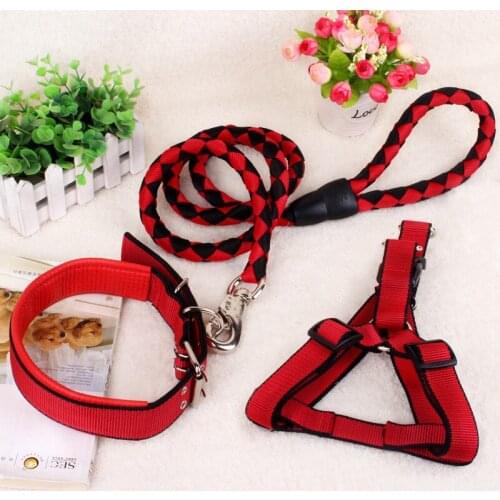 High Quality Nylon Braid Pet dog Leash + Harness + Collar sets Durable dog leash for small medium large dog Walking Pet Products