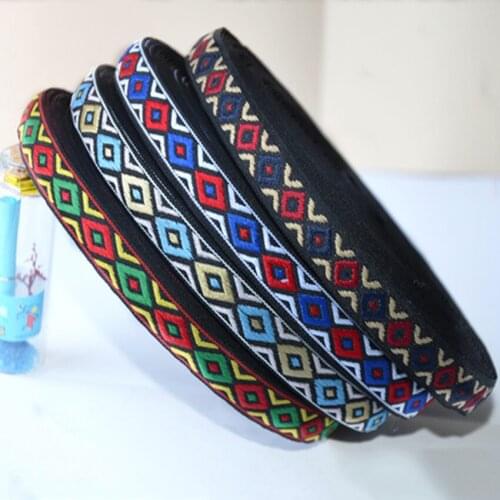 New 4 Color Ribbon Ethnic Ribbon Ribbon Ethnic Wind Geometric Diamond Multicolor Jacquard Ribbon Clothing Accessories