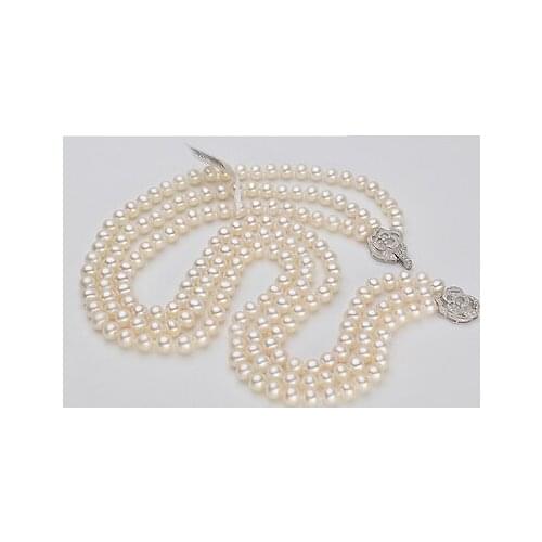Charming natural 8-9mm south sea white pearl necklace 18-20inch silver clasp earring
