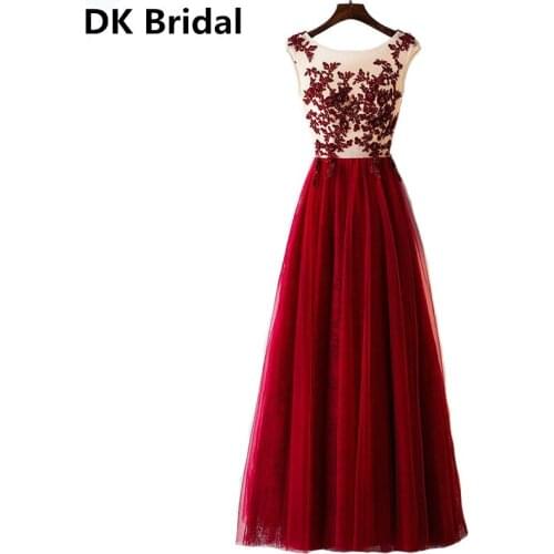 Charming A-Line Scoop Sleeveless Evening Dress Long Appliques Crystal Party Dress Stunning Tulle Prom Dresses Robe De Soiree