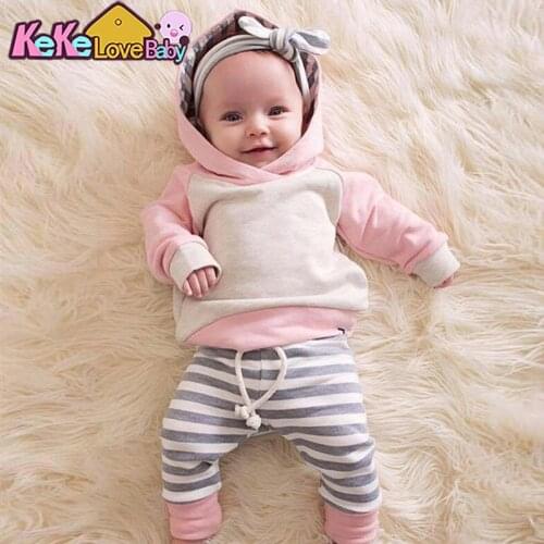 Baby Girl Clothes Newborn Infant Autumn Boys Outfits 3Pcs Set Long Sleeve Winter Pink and Green Hoodies Toddler Clothing Sets