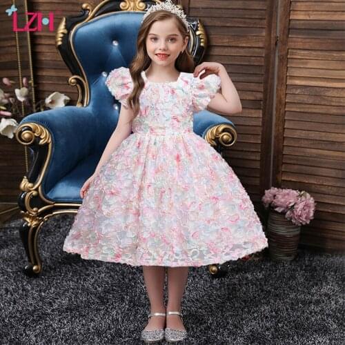 LZH 2021 Dresses For Bridesmaids Dresses For Girls-Flowers Evening Dresses For Childrens Clothes New Baby Girls Costume 3-10Y