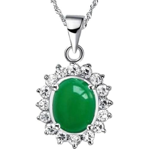 Natural jadeite Diamond Pendant oval Malay sun flower pendant jewelry jade pendant special offer