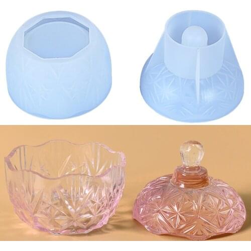 Resin Candle Jar Silicone Mold DIY Handmade Jewelry Storage Box with Lid Concrete Mold Plaster Cement Clay Mould Home Decoration