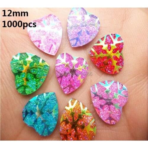 DIY NEW 1000pcs12mm Pick Colors Resin Love Heart stones flatback Scrapbooking for phone/wedding