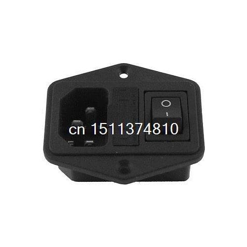 AC 250V 10A IEC320 C13 Inlet Male Power Socket w Fuse Switch DPST