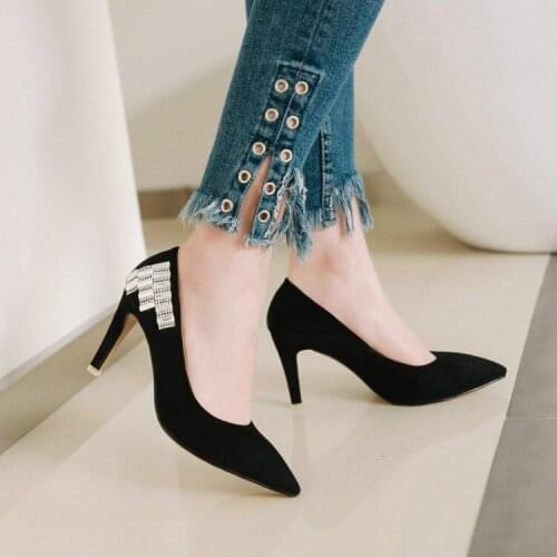 Big Size Ladies high heels women shoes woman pumps Pure color Shallow mouth High-heeled single shoes