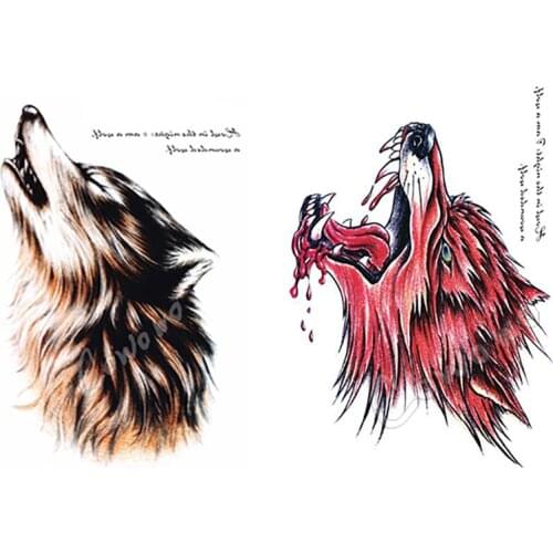 Sexy Body Art Beauty Makeup Cool Wolf Wolfing Waterproof Temporary Tattoo Stickers