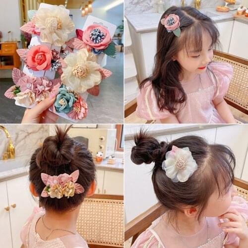 Fashion Florals Hair Pins Hairclips for Girl Wedding Flower Girls Hairpin Headwear Princess Cute Children Clips Hair Accessories