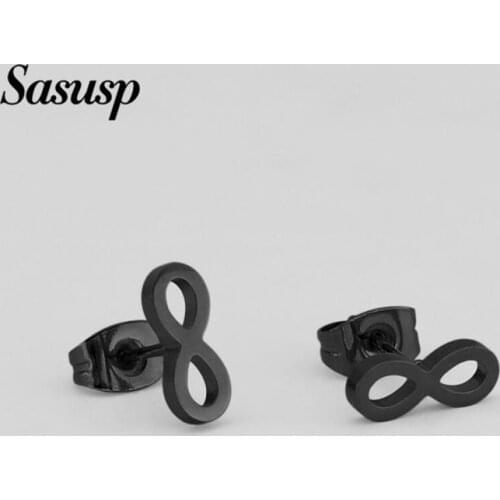 Sasusp Fashion Stainless Steel Couple Earrings Entertain Love Infinite Infinity Symbol "8" Post Stud Earrings for Women Brincos