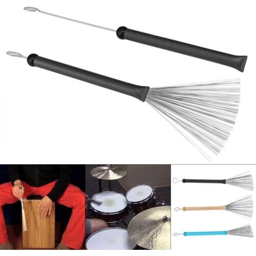 1 Pair Full Metal Jazz Drum Sticks Retractable Aluminium Alloy Steel Wire Drumsticks Percussion Drum Brushes
