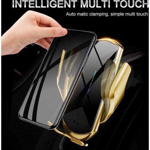 15W Wireless Car Fast Charger Intelligent Auto-Sensing Clamping Fast Charging 360 Rotation Air Vent Mount Car Phone Holder Stand
