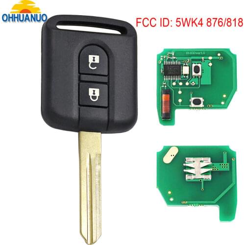 2 Buttons 433mhz PCF7946 Remote Key Fob For Nissan Elgrand X-TRAIL NAVARA MICRA PRIMERA FCC ID: 5WK4 876/818