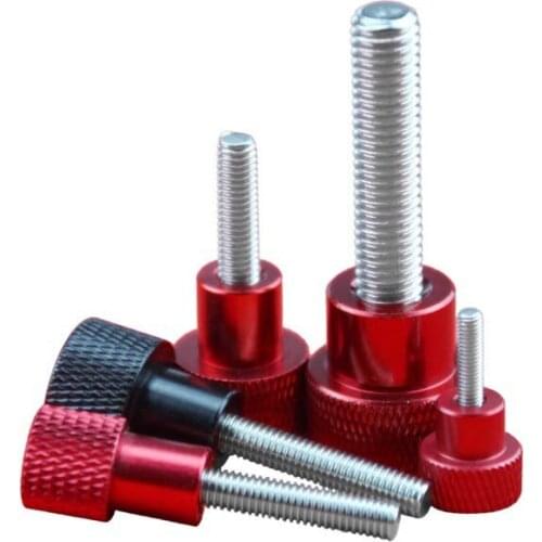 2pcs M3 aluminum alloy handle stainless steel adjustment screw high head pineapple knurled hand bolt red color 6mm-30mm long
