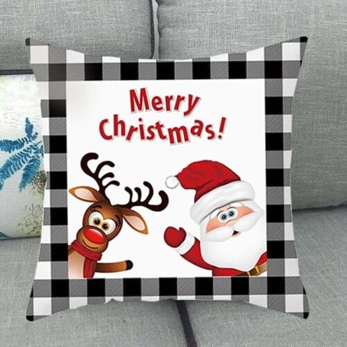 45x45cm Merry Christmas Pillowcase Throw Pillow Case Cartoon Santa Claus Elk Cushion Cover for Home Ornament Navidad Xmas Gifts