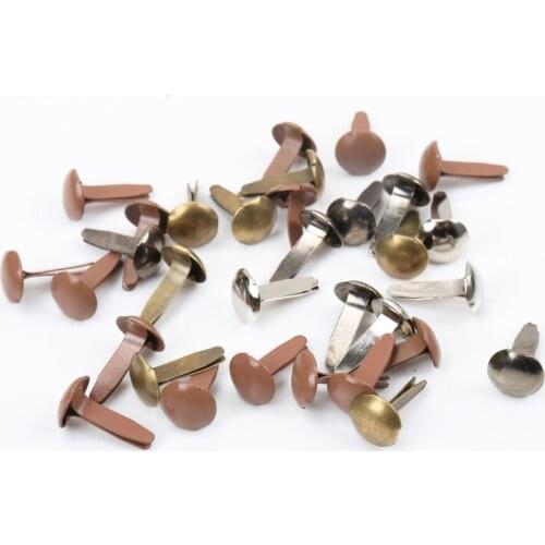 50pcs Mixed Metal Round Brad Studs Spikes Scrapbooking Embellishment Fastener Brads Crafts Pushpin Decoration Rivets 8x14mm