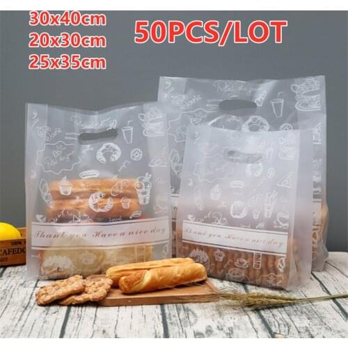 50Pcs Plastic Gift Bags Storage Shopping Bags With Handle Little Daisy Party Christmas Wedding Candy Cake Wrapping Bags