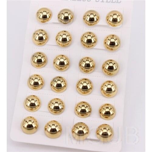 73g 10mm diameter semicircle Ear studs 12 pairs /Sets Popular office casual wear Womens stainless steel jewelry LH986