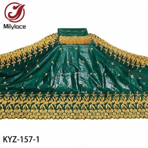 African Bazin Riche Fabric 2020 Cotton Bazin Broder Fabric with Tulle Lace Embroidery 5+2 Yards for Dress KYZ-157