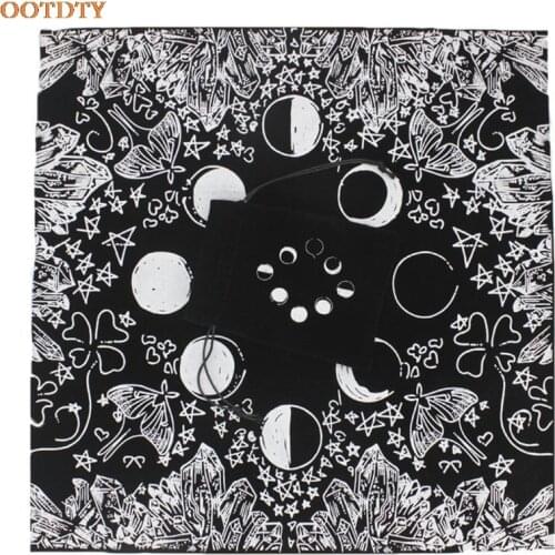 Velvet Tarots Tablecloth with Bag Witch Divination Moon Phases Lover Altar Cloth