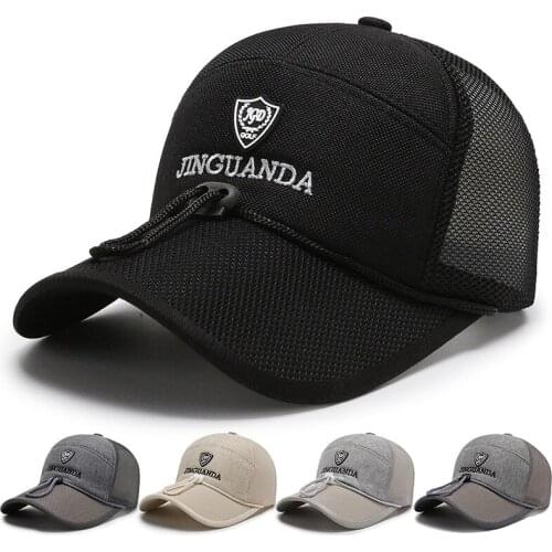 2021New Summer Breathable Baseball Cap For Men Women Outdoor Quick Dry Mesh Hat Long Brim With Windproof Rope Snapback Casquette