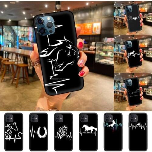 Horse Heartbeat Matte Coque For Apple iPhone 11 Pro 12 Mini XS Max XR X 7 8 Plus 6 6S SE 2020 Soft Tpu Case Phone Shells Animel