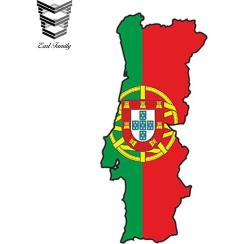 EARLFAMILY 13cm x 6.5cm Car Styling PORTUGAL Portuguese Sticker MAP FLAG SILHOUETTE BUMPER VINYL DECAL Pegatina BIKE Car Sticker