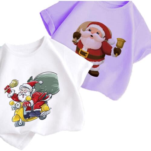 Christmas Print Cartoon Baby Clothes Pattern T-shirt Boys And Girls Soft T Shirt Toddler Summer Style Top Kids T Shirt Noveltyl