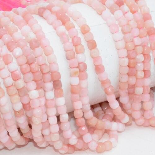 Natural Pink Opal Faceted Irregular Cube Beads 4.2-4.5mm