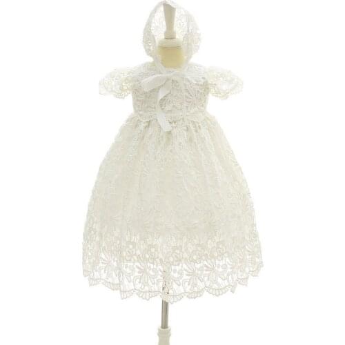 Hetiso Beige Baptism Infant Baby Girl Dresses Kids Party Dress Christening Dresses Newborn First Birthday Outfits Size 3-24 mont