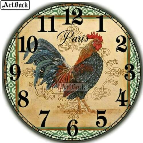 Hot 5d diamond painting clock cock icon full square drill diamond mosaic kit diy 3d full round wall clock diamond embroidery