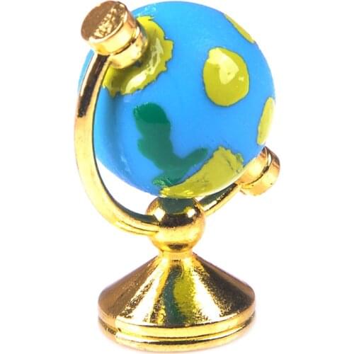 Dollhouse Rolling Globe With Stand Study 1:12 Miniature Dollhouse Livingroom Bedroom Reading Room Furniture Accessory