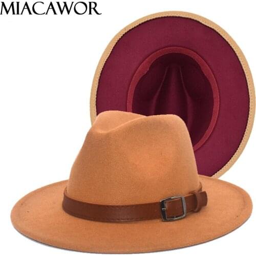 MIACAWOR 2020 Ladies Autumn And Winter Imitation Wool Hat Harajuku Style Hat Male Panama Hat High Top Jazz Hat F80