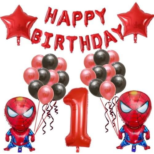 26pcs Spider Captain America Superhero Balloons Set 30inch Red Blue Number Air Globos Happy Birthday Party Decorations Kids Gift