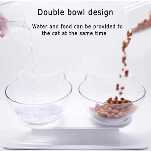 Non slip Double Cat Bowl with Raised Stand Pet Food Cat feeder Protect Cervical Vertebra cat food bowl for dogs Pet Products