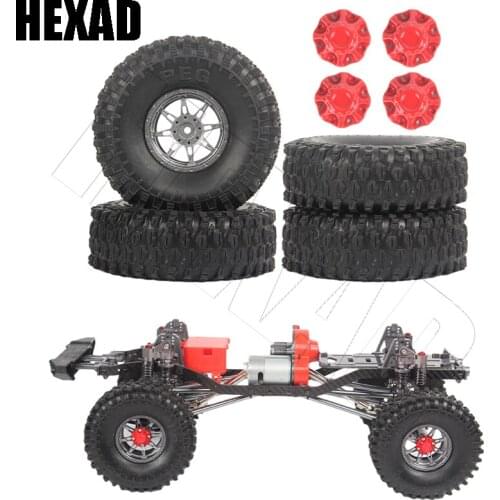 Brand New 1/10 SCX10 RC Track 313mm Axial 4PCS 120MM 1.9 Inch Rubber Tire/Wheel Tire + Hub Center Cover