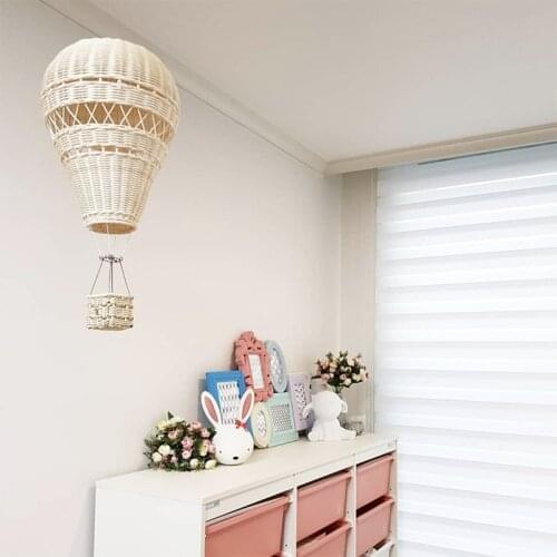 New Nordic Style Children Bedroom Handmade bedroom Decoration Kindergarten Rattan Hot Air Balloon Craft Wall Hanging Decor