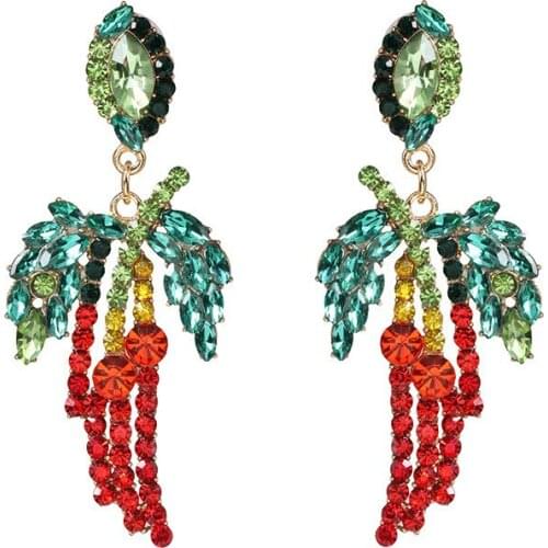 2019 New Za Earrings Jewelry Womens Colorful Crystal Rhinestone Leaf Design Drop Earrigns For Women Bridal Dangle Earings Femme