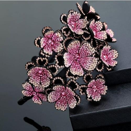 Retro Female Multi-layer Flower Headband Luxury Czech Crystal Non-slip Border Girl Hairpin Ladies Fancy Hair Accessorie Headband