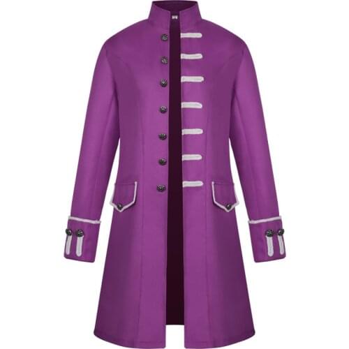 2018 S-3XL Mens Victorian Frock Coat Gothic Steampunk Jacket Vintage Tailcoat Cosplay Drama Playing Costume Overcoat