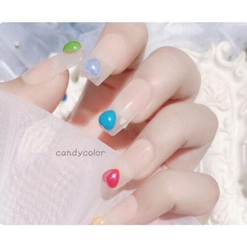 50Pcs/lot Rhinestone for 3D Nail Art Decoration Flat Bottom Heart-shaped Colours Flame Colorful Stones DIY Nails Accessories