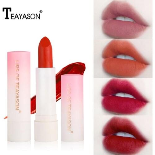 TEAYASON 6Colors Matte Lipstick Retro Red Peach Lipstick Waterproof Moisturizing Long Lasting Velvet Lipstick Cosmetic TSLM1